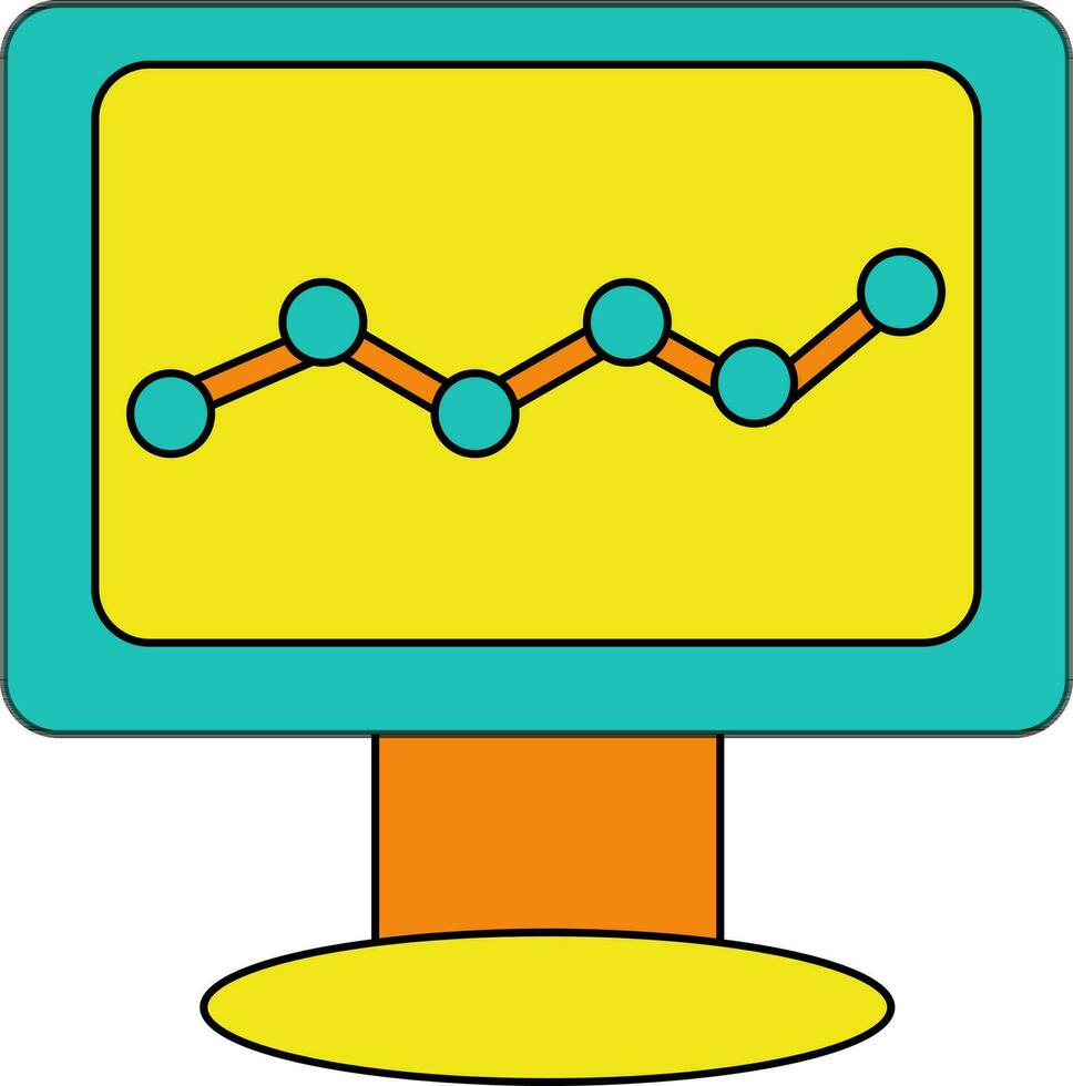 Orange graph in computer screen. vector