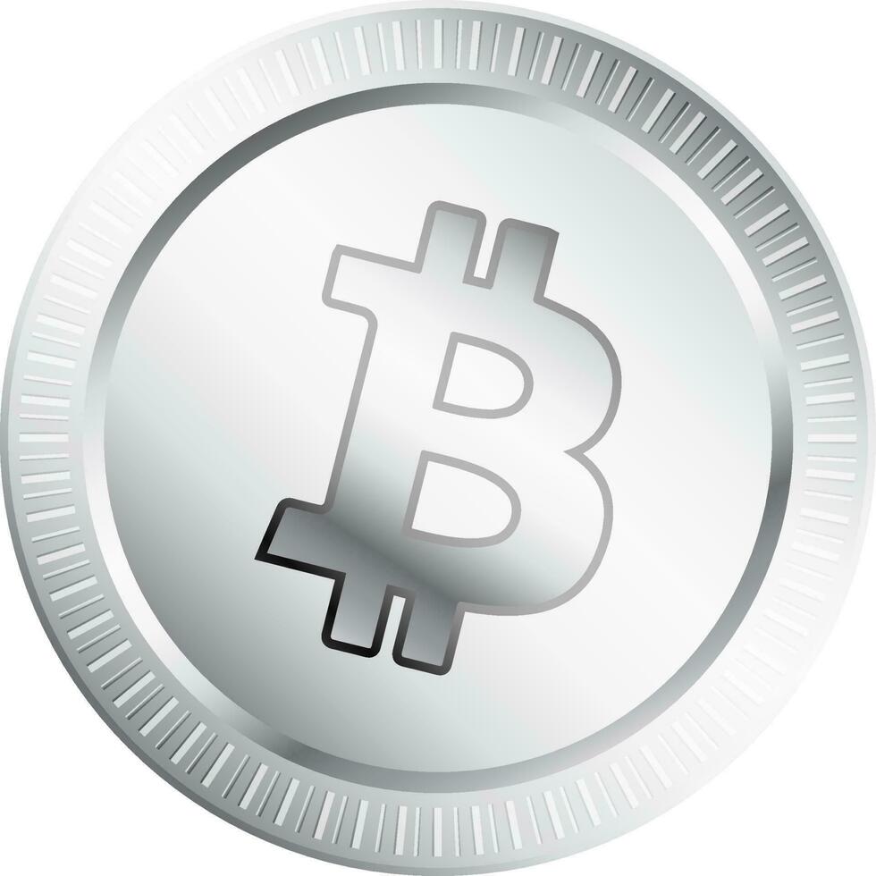 Silver color of bitcoin for blockchain concept. vector