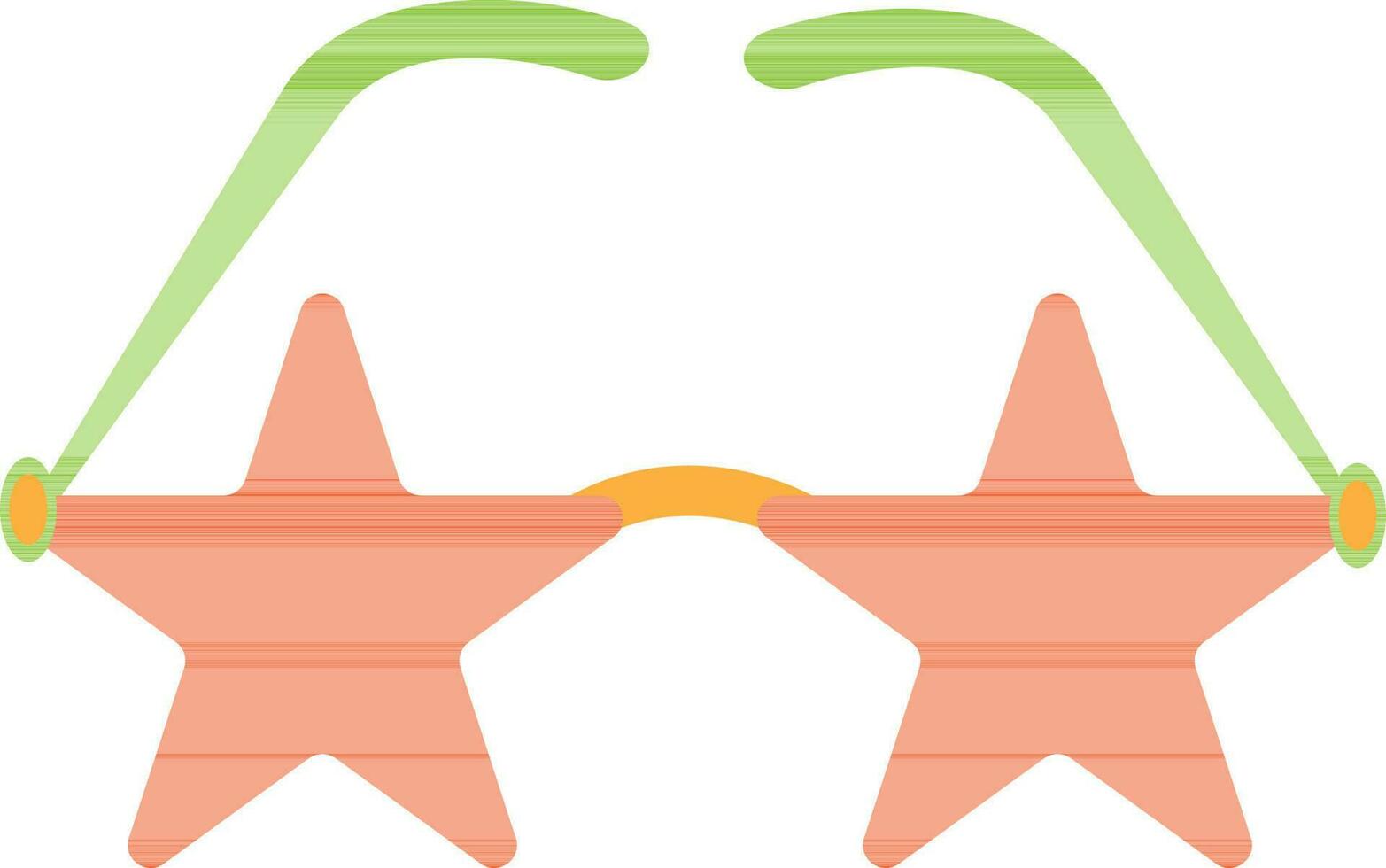 Star shape eyeglasses in orange and green color. vector