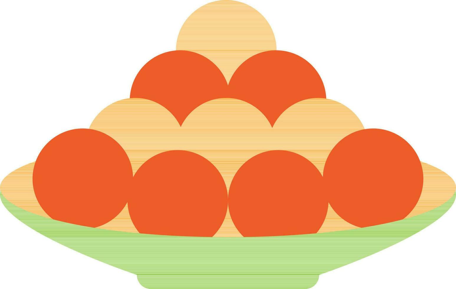 naranja y amarillo laddu en verde lámina. vector