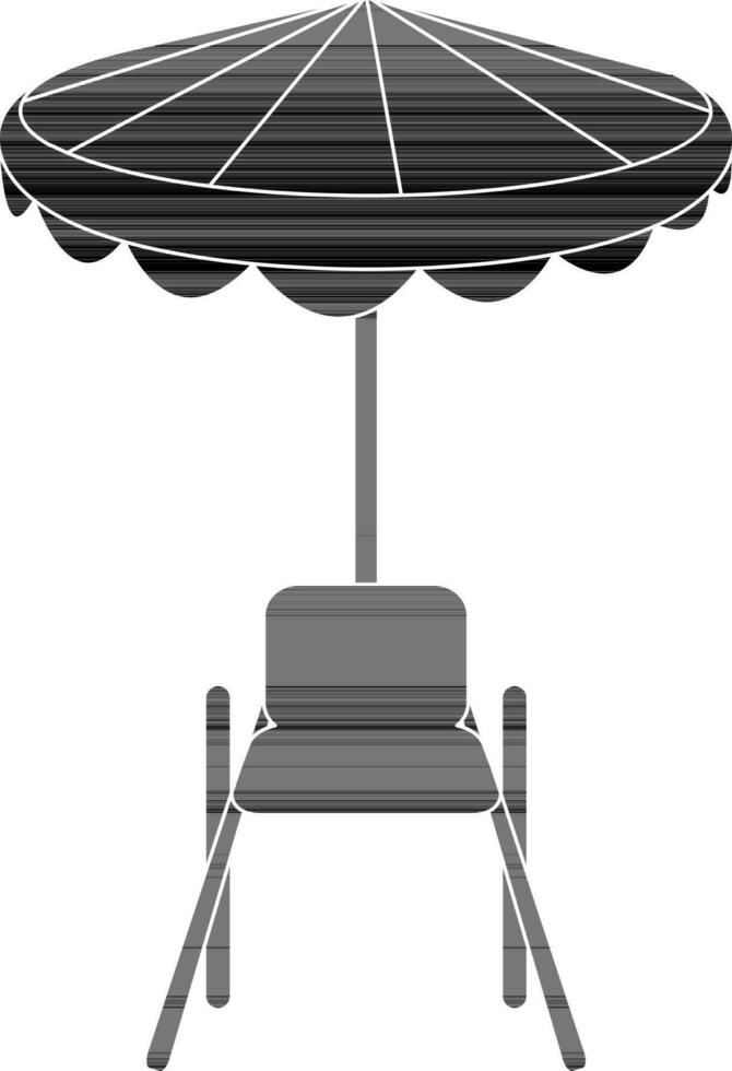 Umbrella icon with chair for sitting concept in black. vector