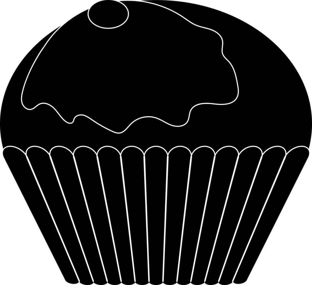 Illustration of ice cream icon for eating concept in black. vector