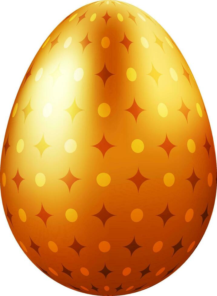 Glossy golden easter egg decorated by stars and dots. vector