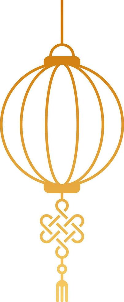 Chinese Lantern Hang in Bronze Line Art. vector