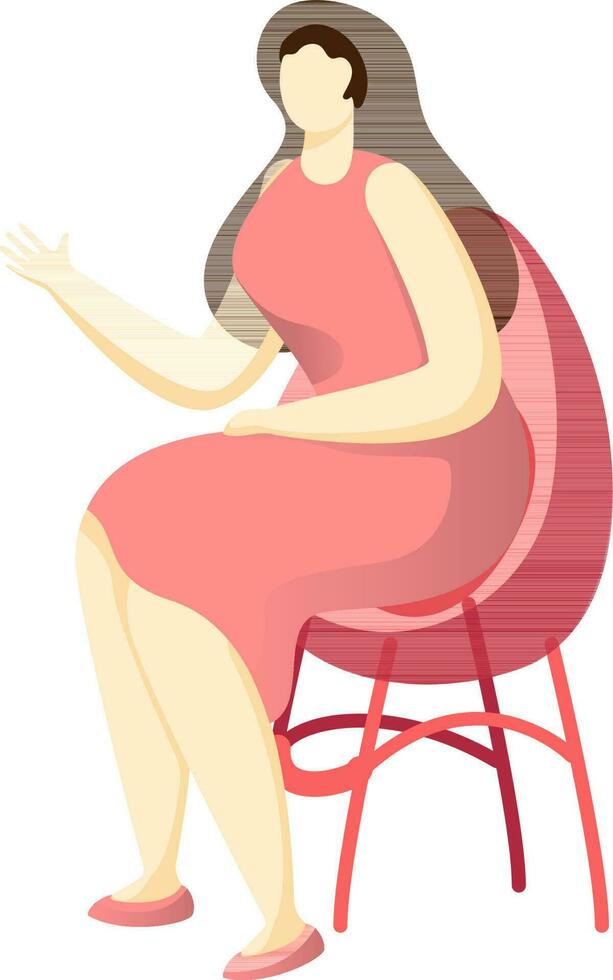 Faceless Young Girl Cartoon Character Sitting on Chair with in Stylish pose. vector