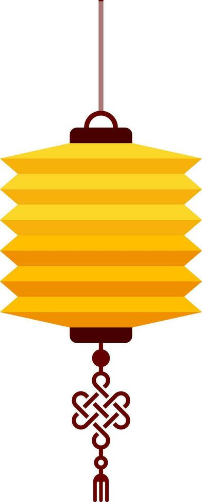 Paper Chinese Lantern in Yellow and Brown Color. vector