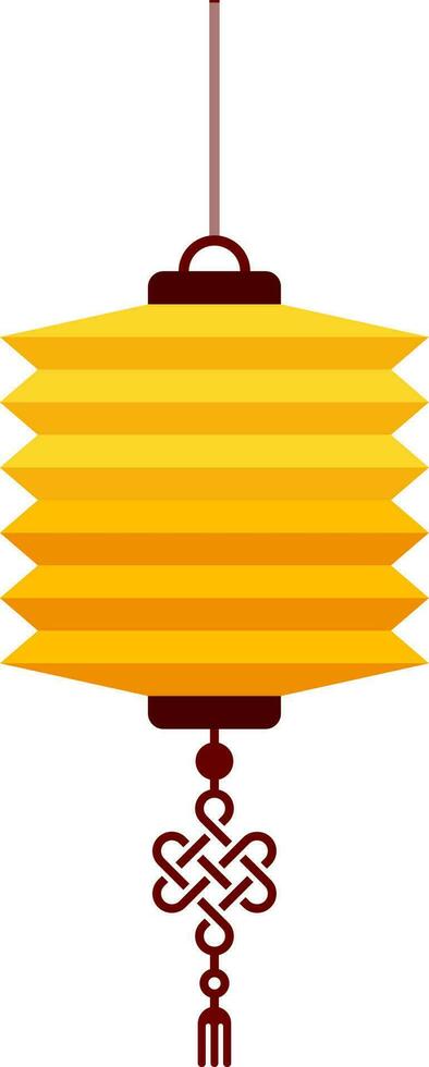 Paper Chinese Lantern in Yellow and Brown Color. vector