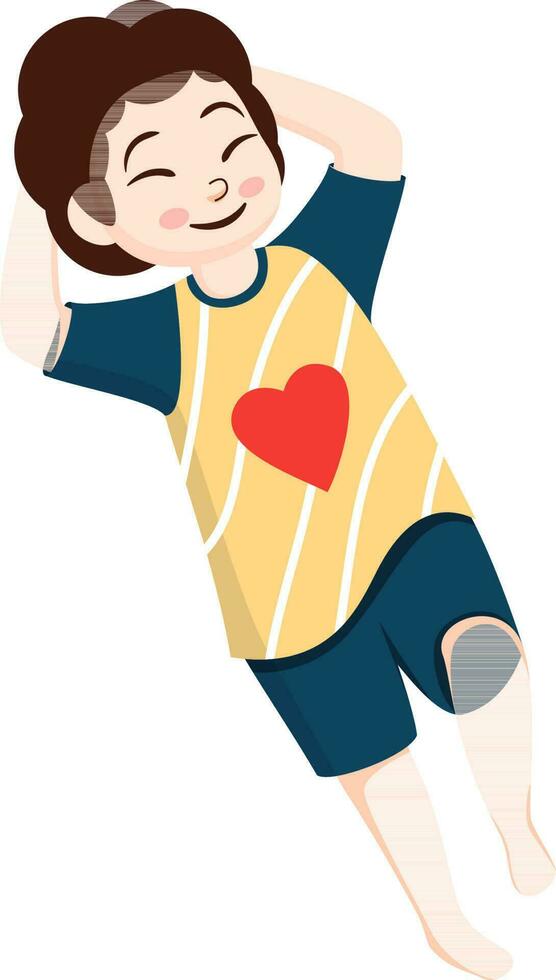 Cute Little Boy Laying Down on White Background. vector