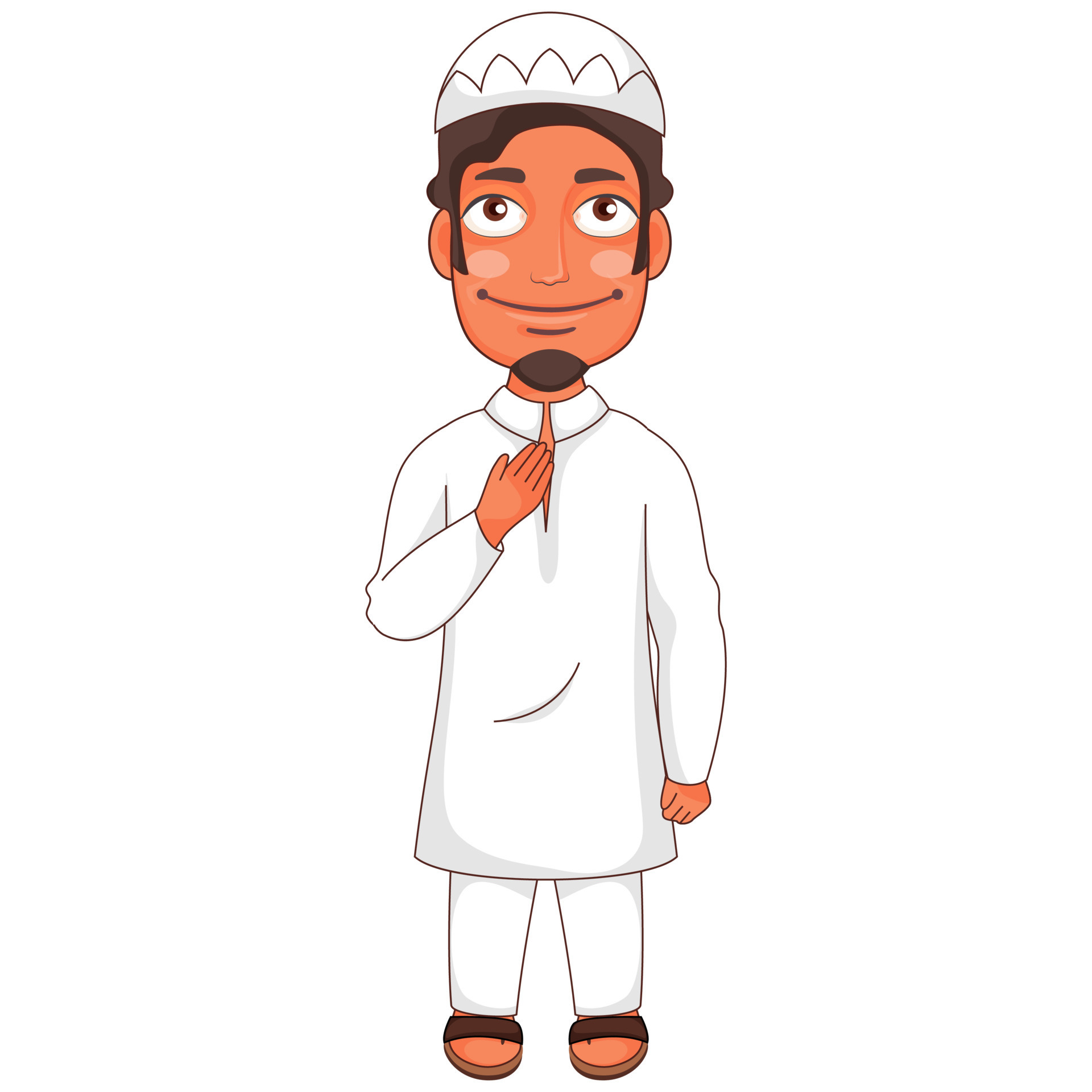 Cartoon Muslim Young Boy in Aadab Pose. 24362781 Vector Art at Vecteezy