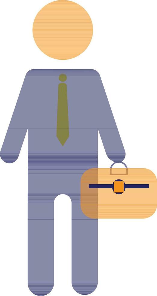 Character of faceless man holding briefcase. vector