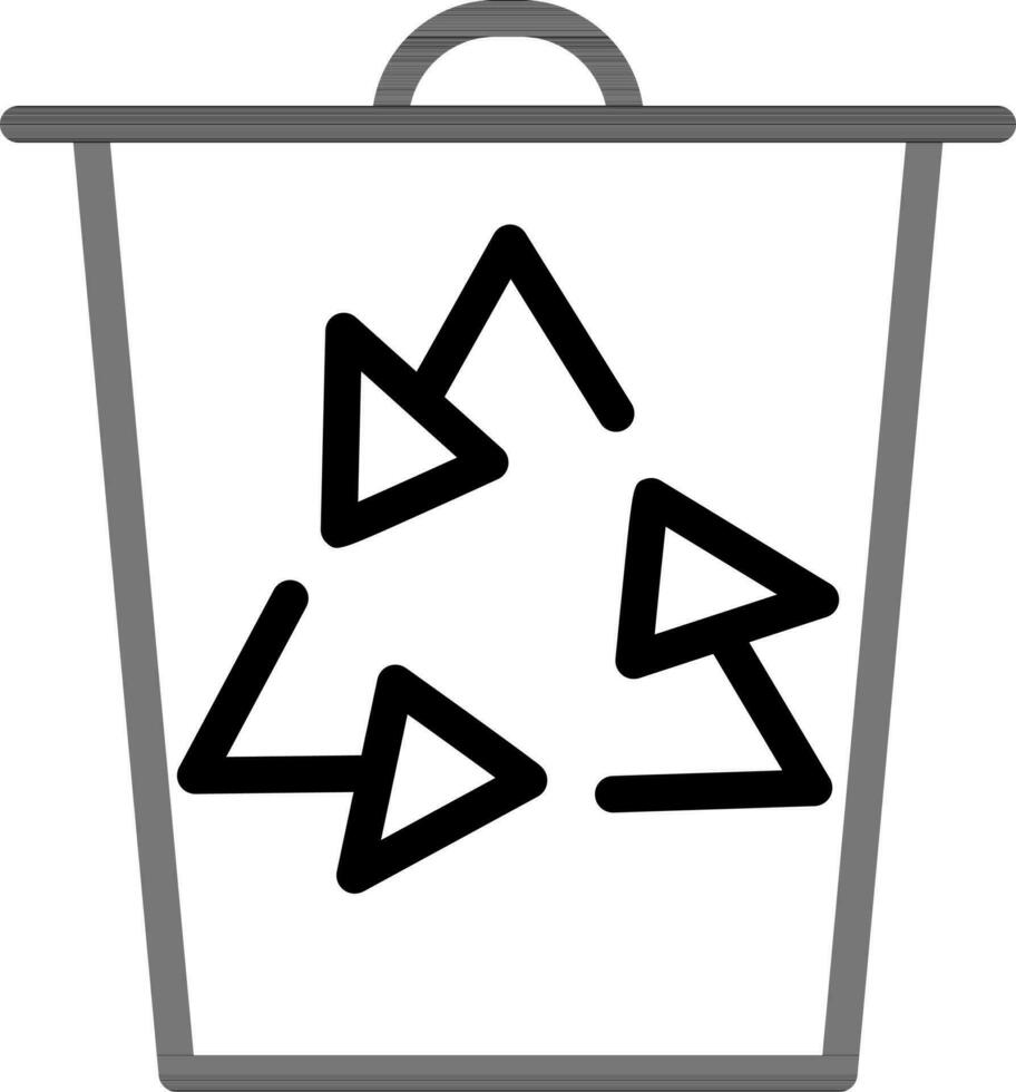 Line art Recycling bin icon in flat style. vector