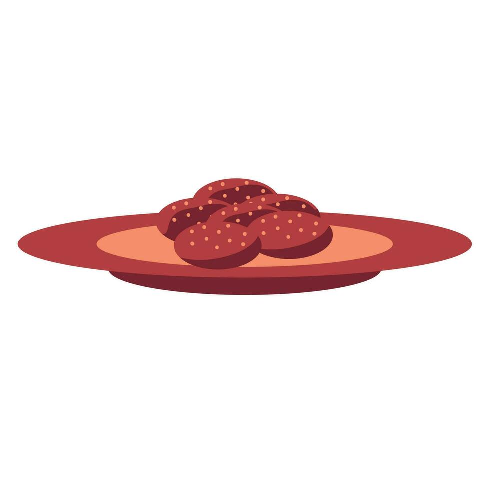 galletas en plato elemento en marrón color. vector