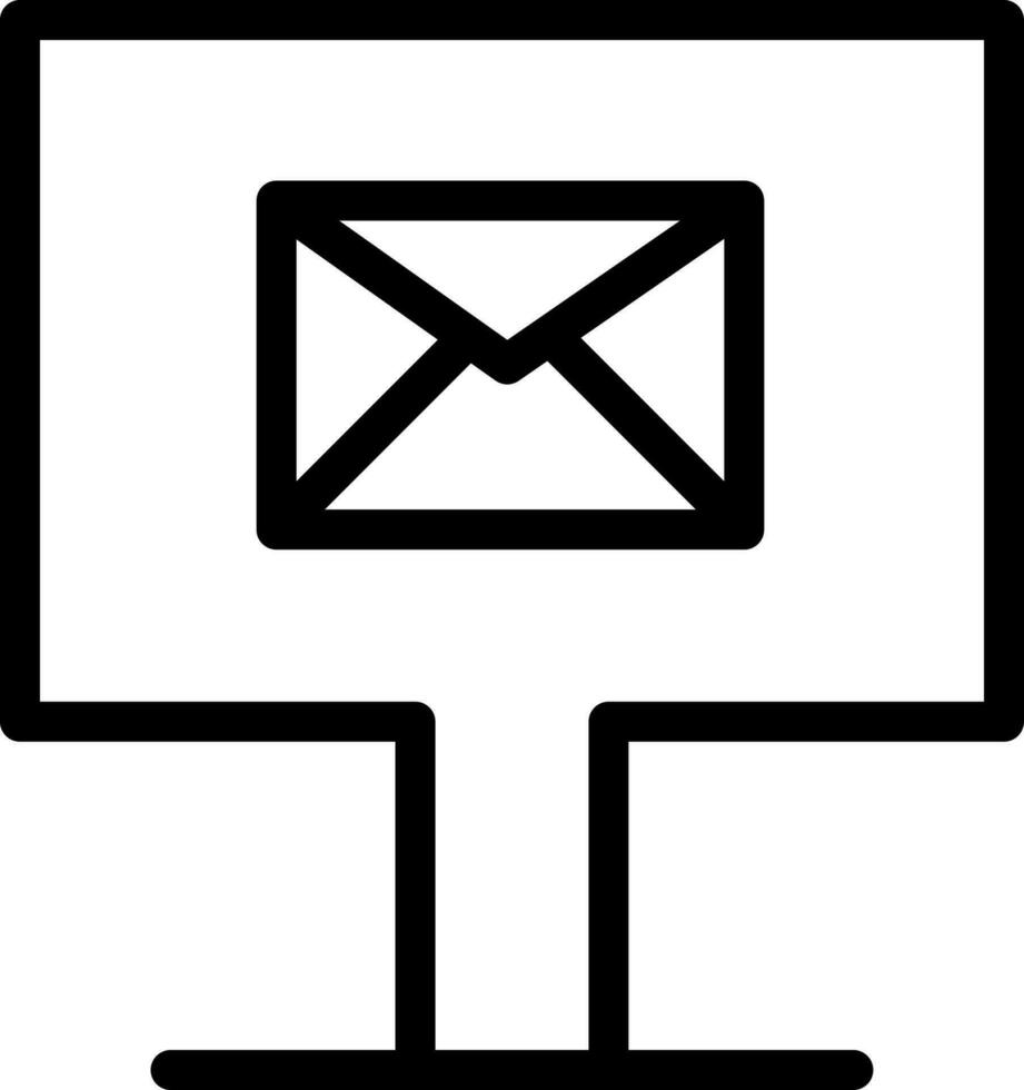 Online mail or chat from computer icon in line art. vector