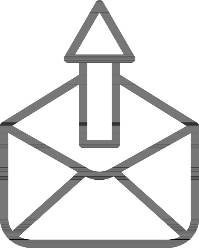 Mail upload icon in line art. vector