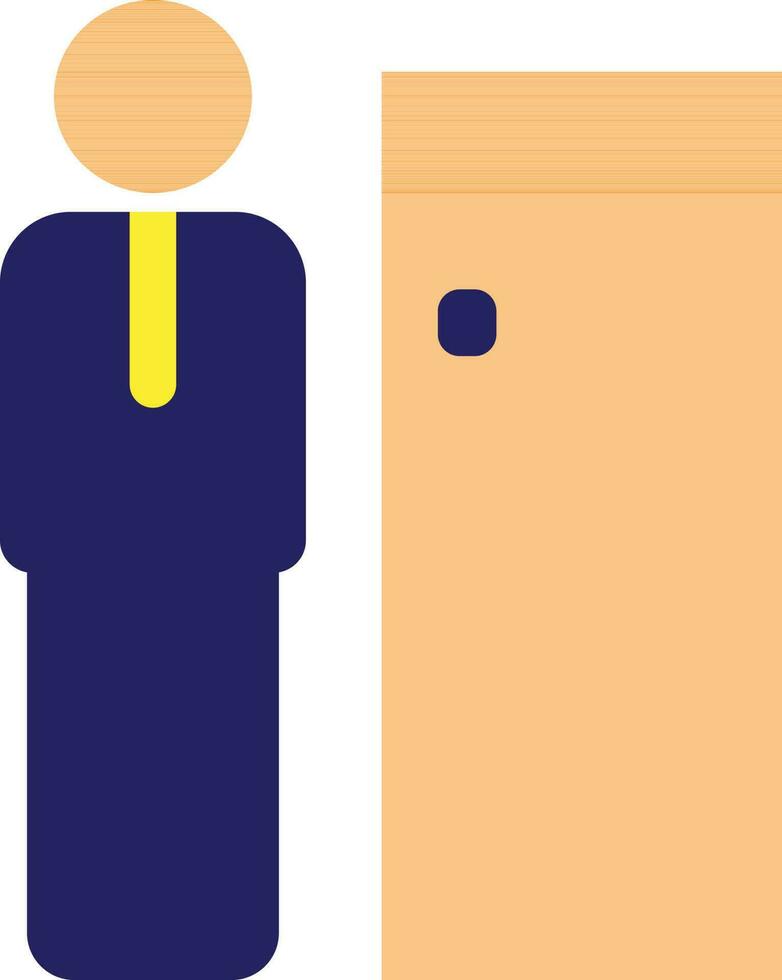 Retirement faceless businessman with door. vector