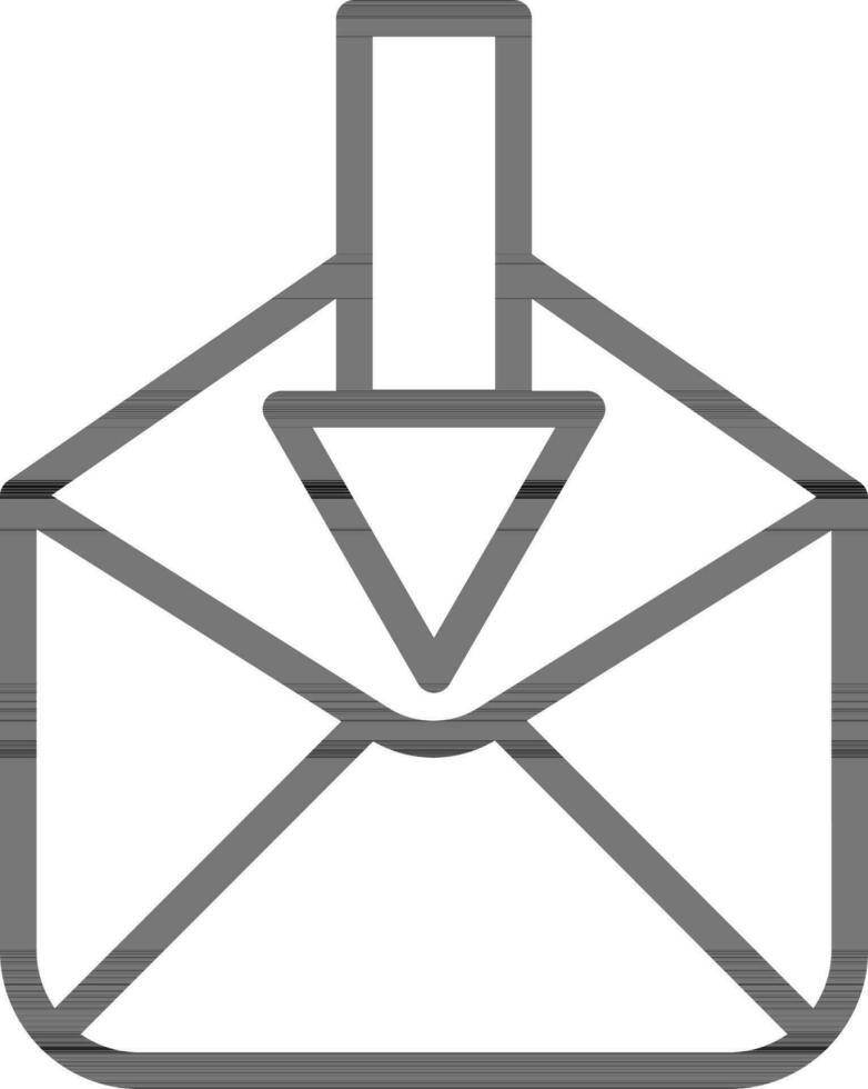 Mail download icon in thin line art. vector