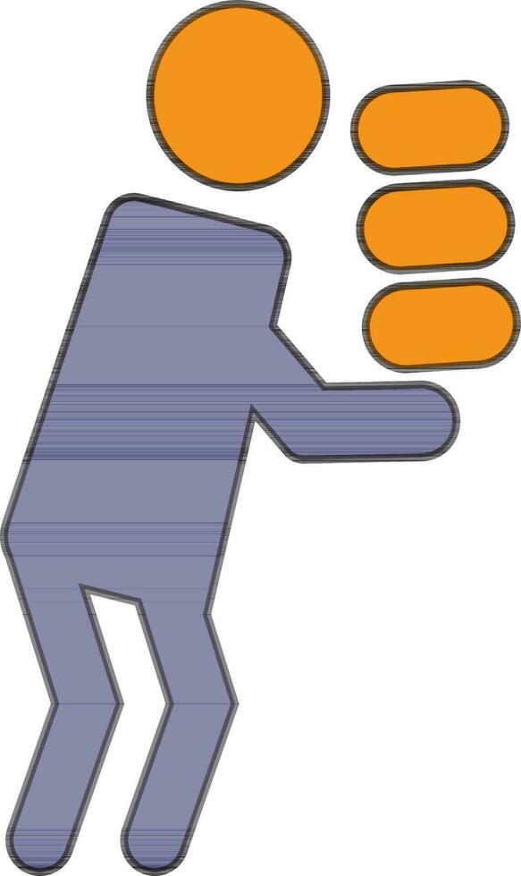 Character of faceless man holding box. vector