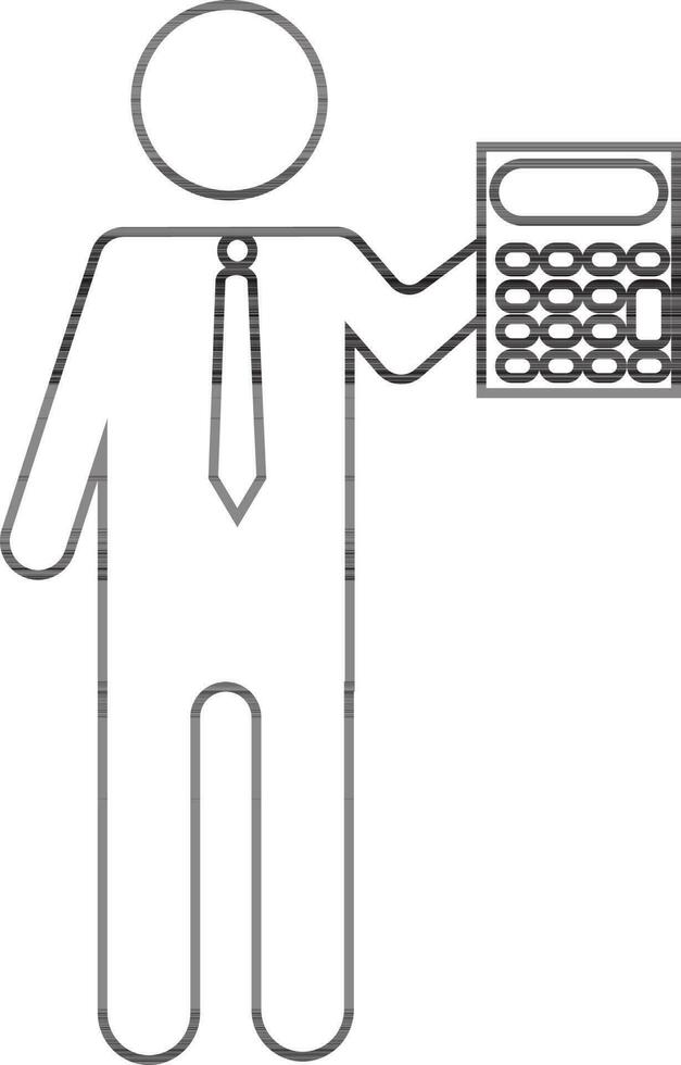 Employee holding calculator and wearing business suit. vector