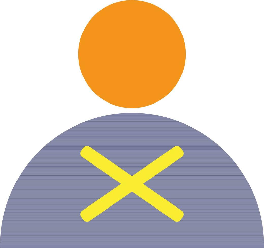 Character of man with rejected sign. vector