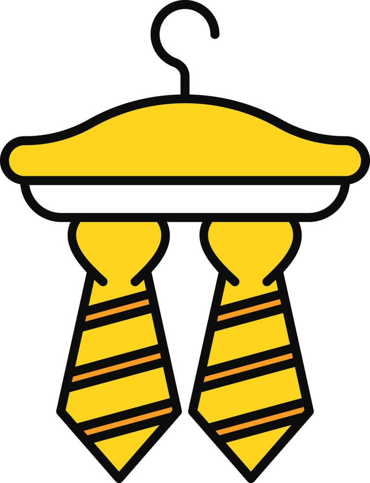 Necktie Hanger icon in yellow and white color. vector