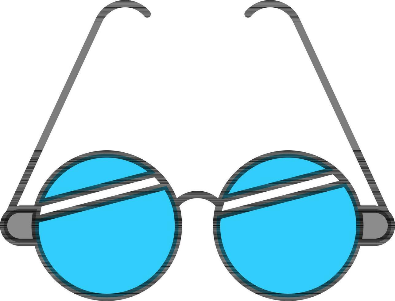 plano estilo gafas de protección icono en azul y negro color. vector