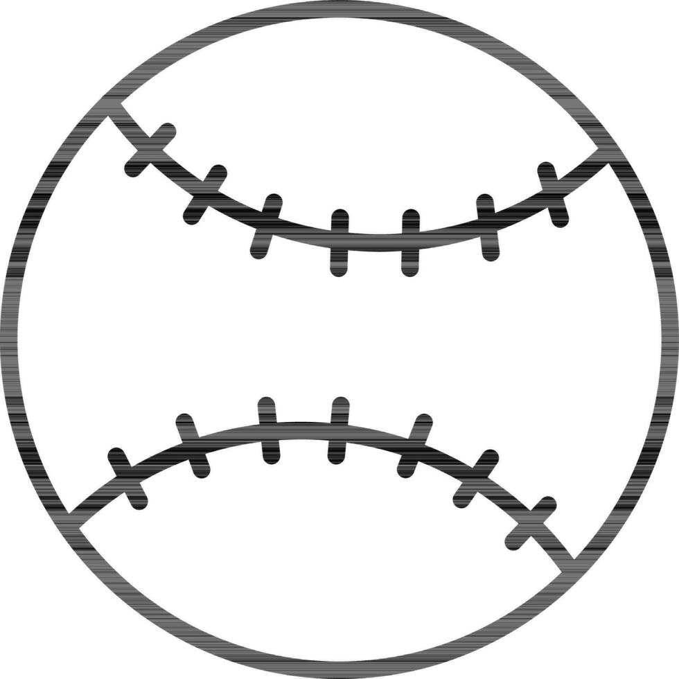 Black line art Baseball icon in flat style. vector