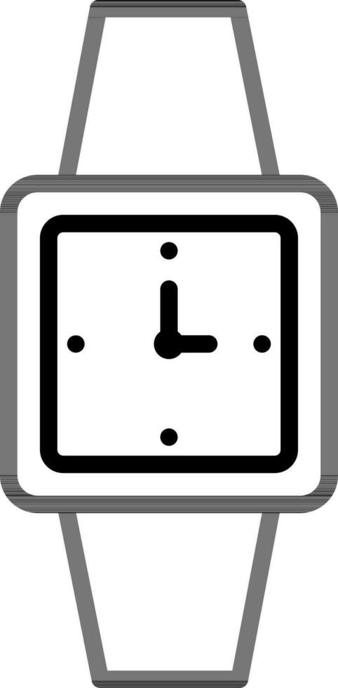 Wristwatch icon in black line art. vector
