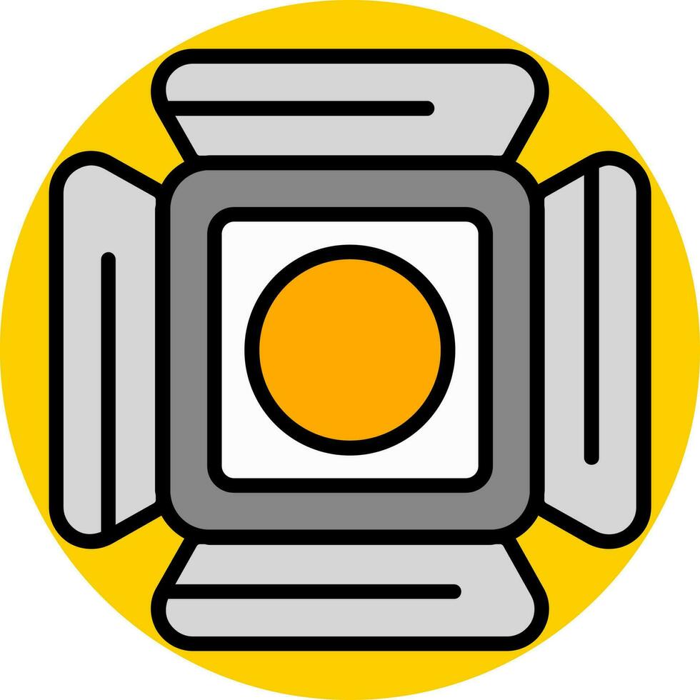 Isolated Studio spotlight icon in gray and yellow color. vector
