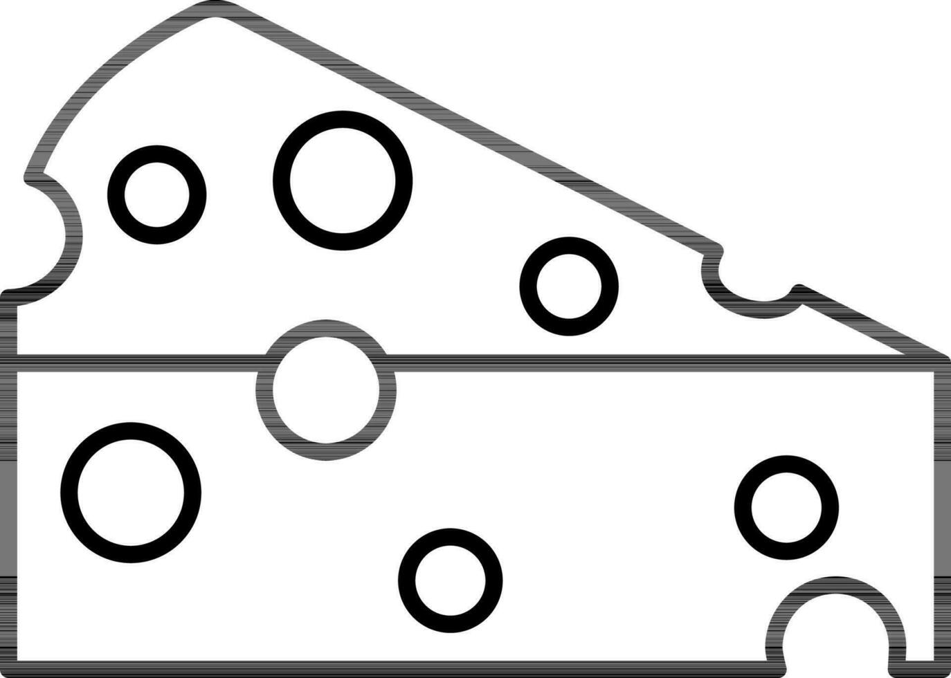 Cheese piece icon in black line art. vector