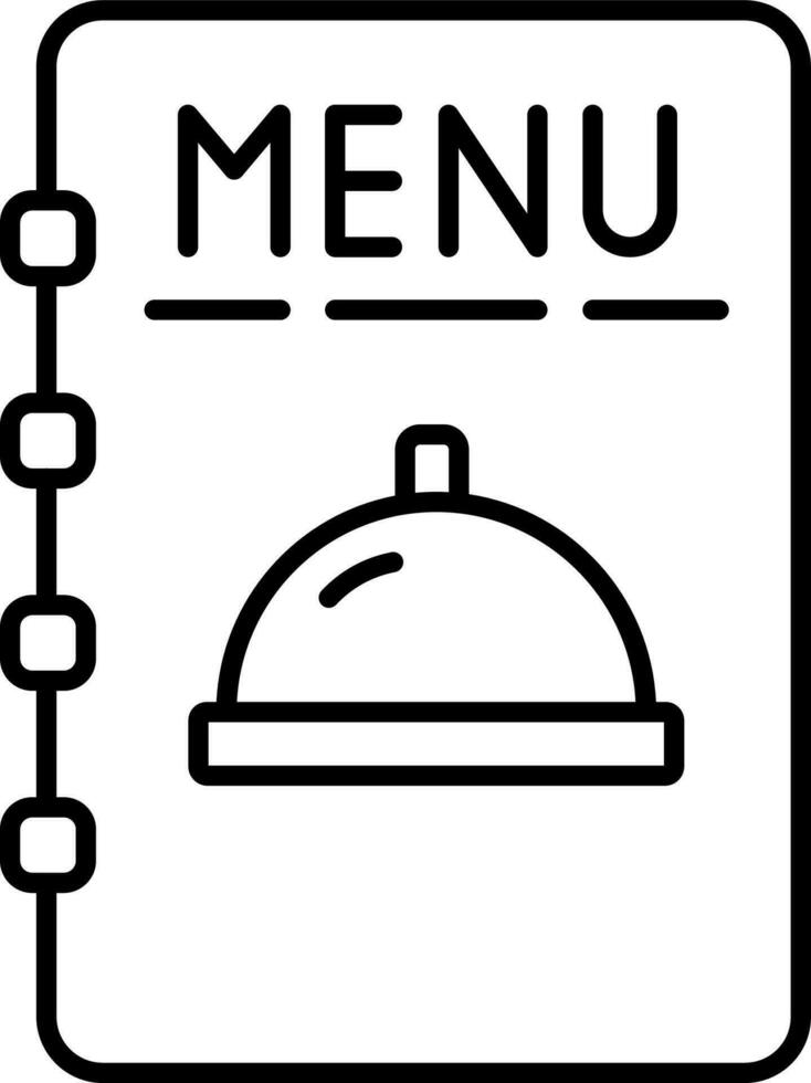 Menu card icon in black line art. vector