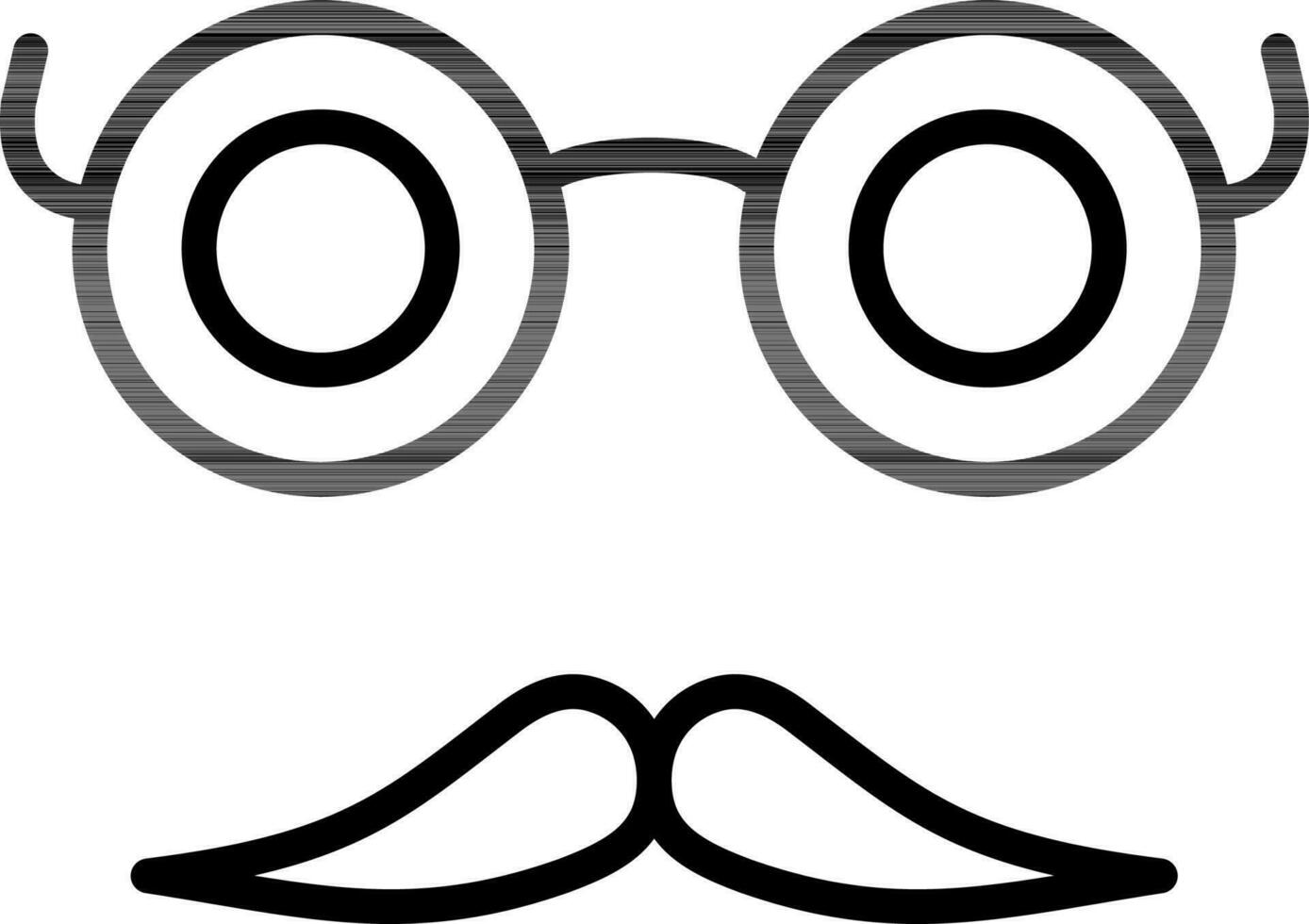 Black line art illustration of Goggles with Mustache icon. vector