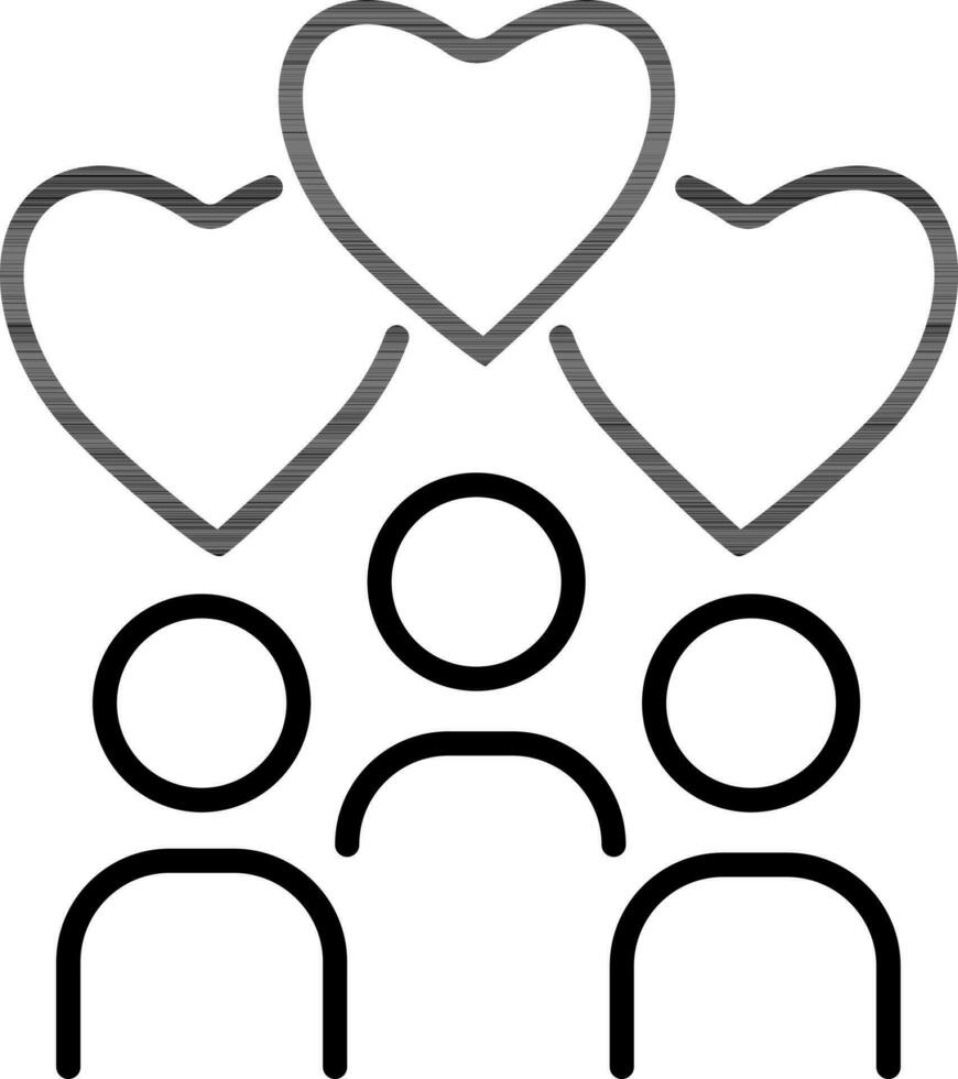 Users like or Favourite icon in black line art. vector