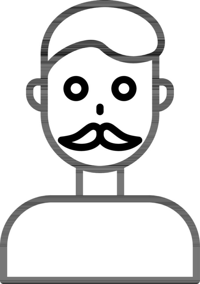 Black line art illustration of Cartoon Man icon. vector