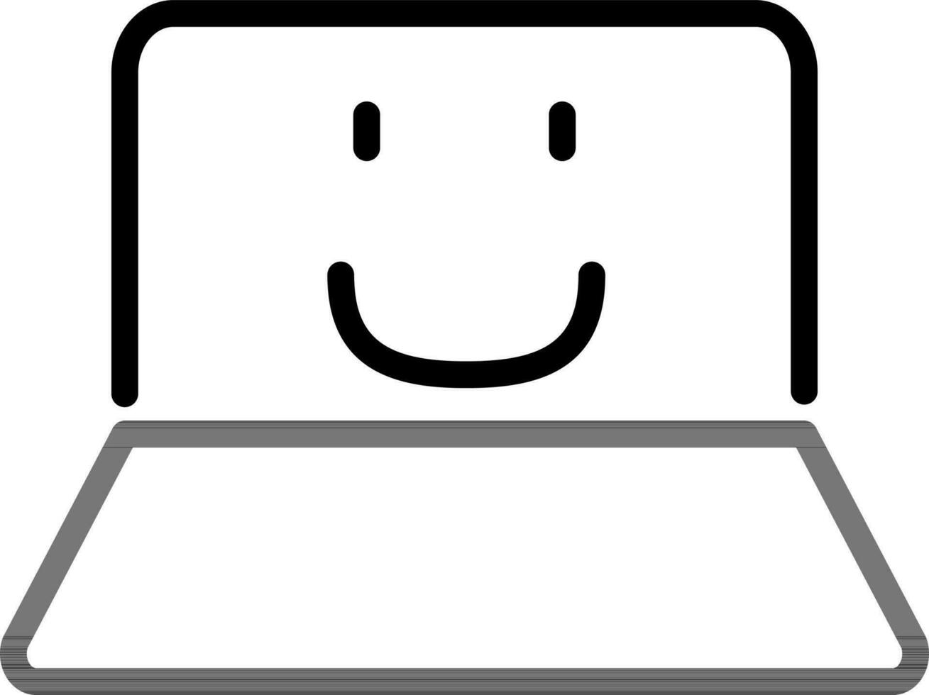 contento o sonrisa cara en computadora pantalla icono en línea Arte. vector