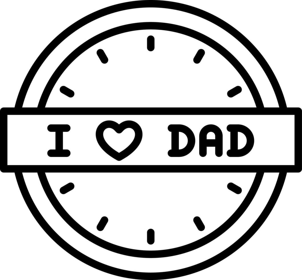 I Love Dad Text on Clock icon. Black line art sign or symbol. vector
