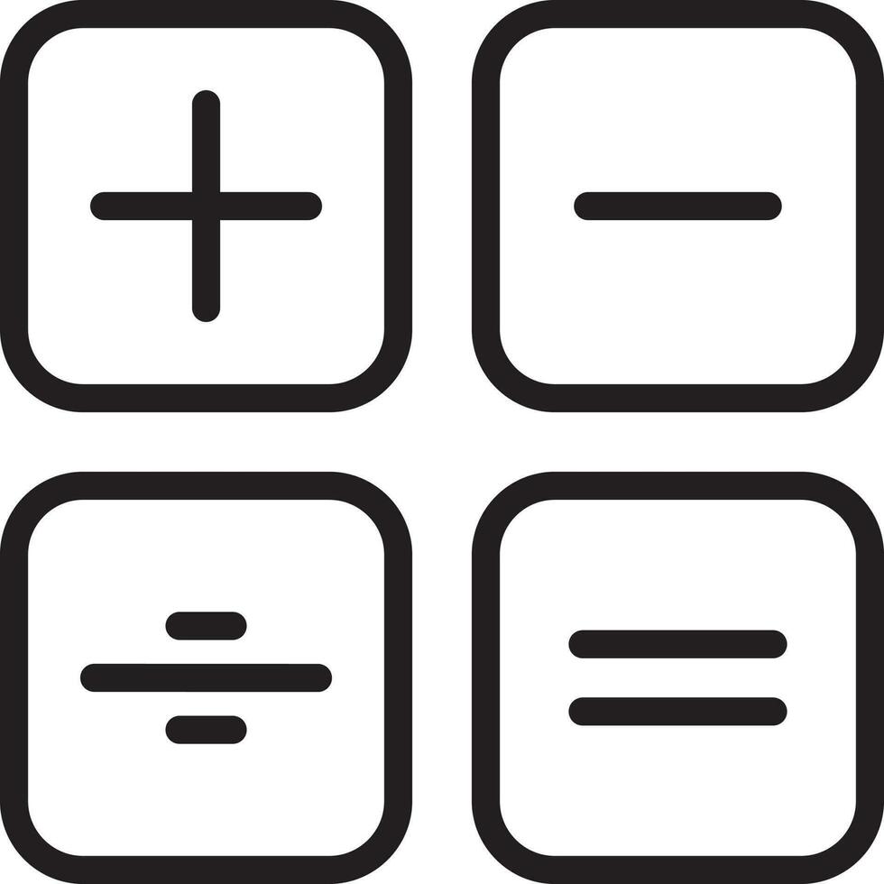 Calculator Button Icon in Black Line Art. vector