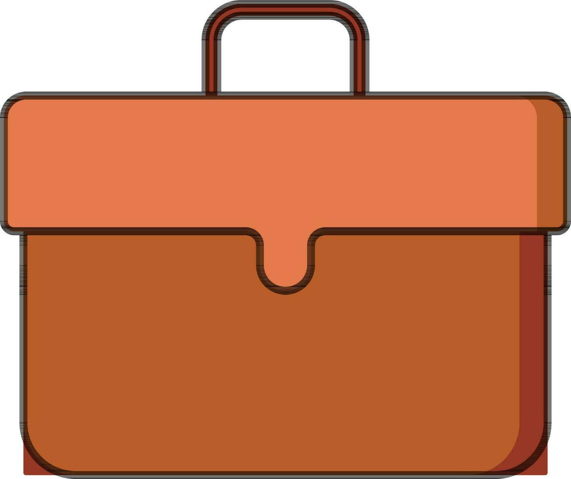 plano estilo maletín icono en marrón color. vector