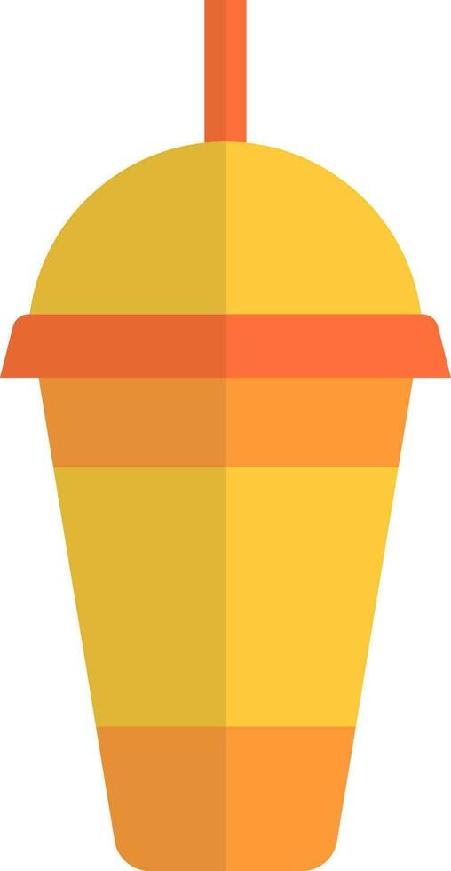 Disposable Cup with Straw icon in yellow and orange color. vector
