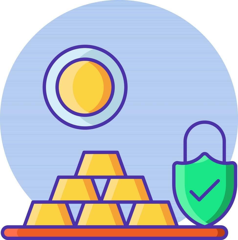 Financial Check Security Lock Ingots with Coin icon in flat style. vector