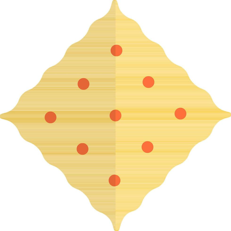 Cracker biscuit icon in yellow color. vector
