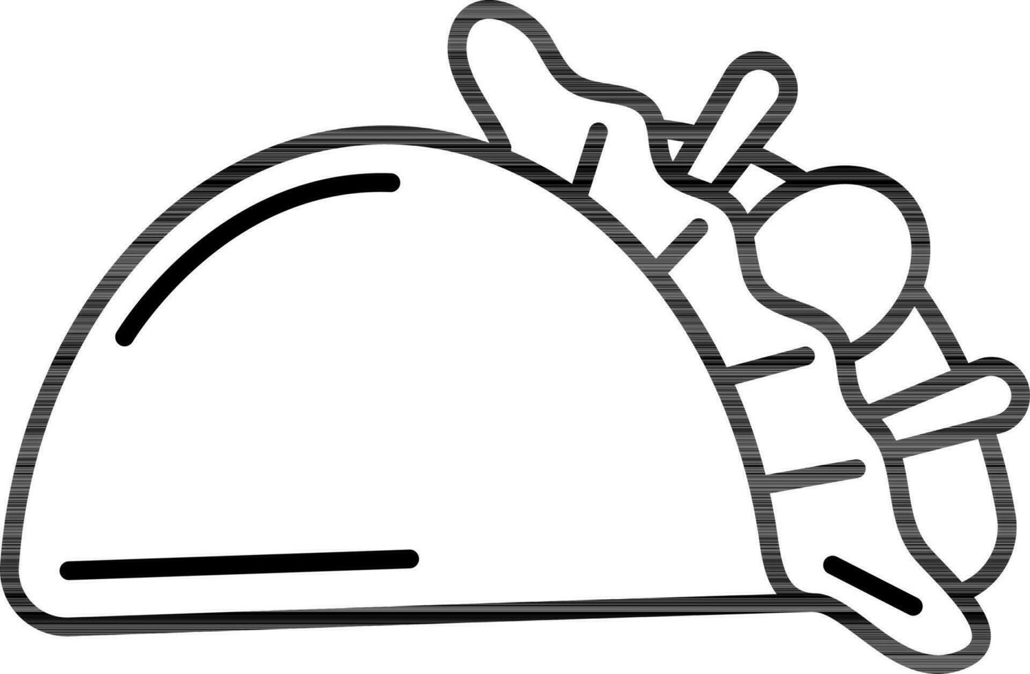 Line art Tacos icon in flat style. vector
