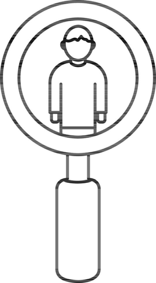 Line art Man search icon in flat style. vector