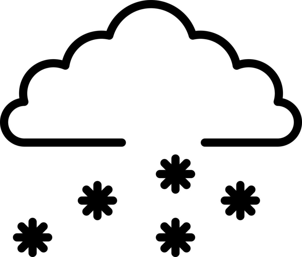 nieve que cae nube icono en negro Delgado línea. vector