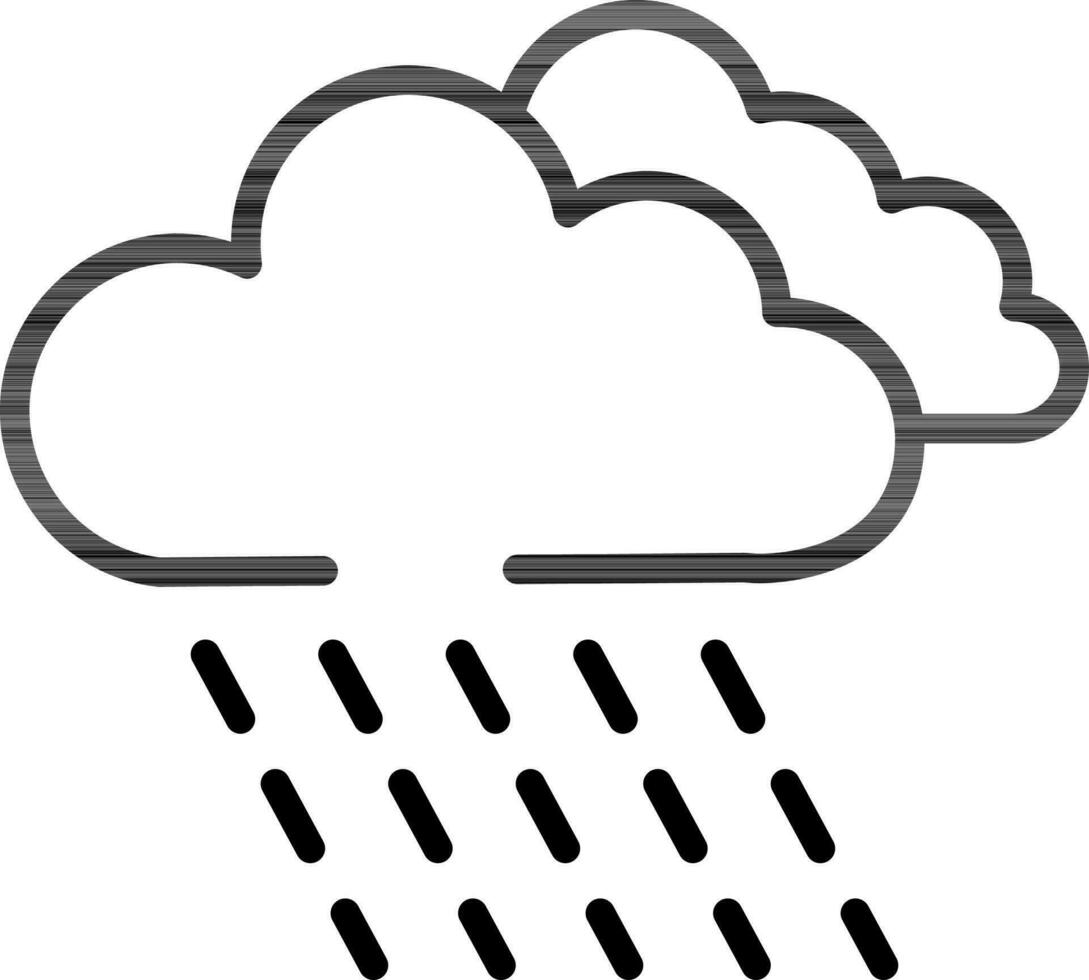 Rainy Clouds Icon in Black Outline. vector