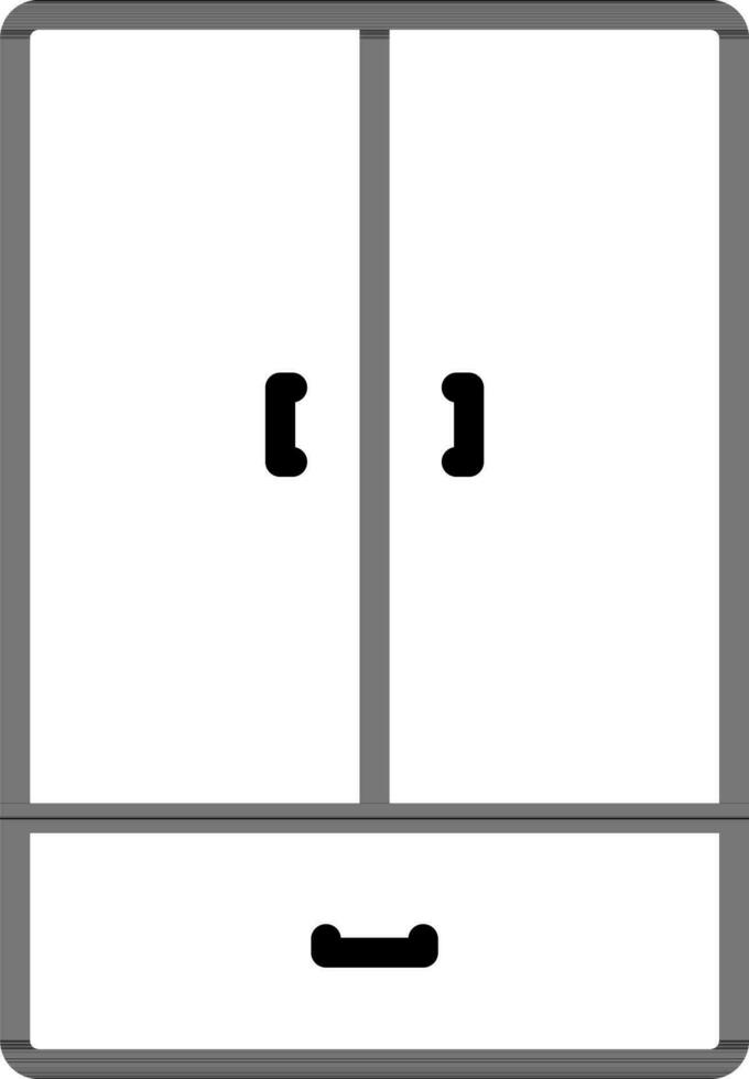 Line art Cupboard or Almirah icon in flat style. vector