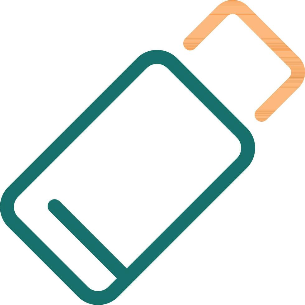Isolated Pen Drive icon in green and orange thin line art. vector
