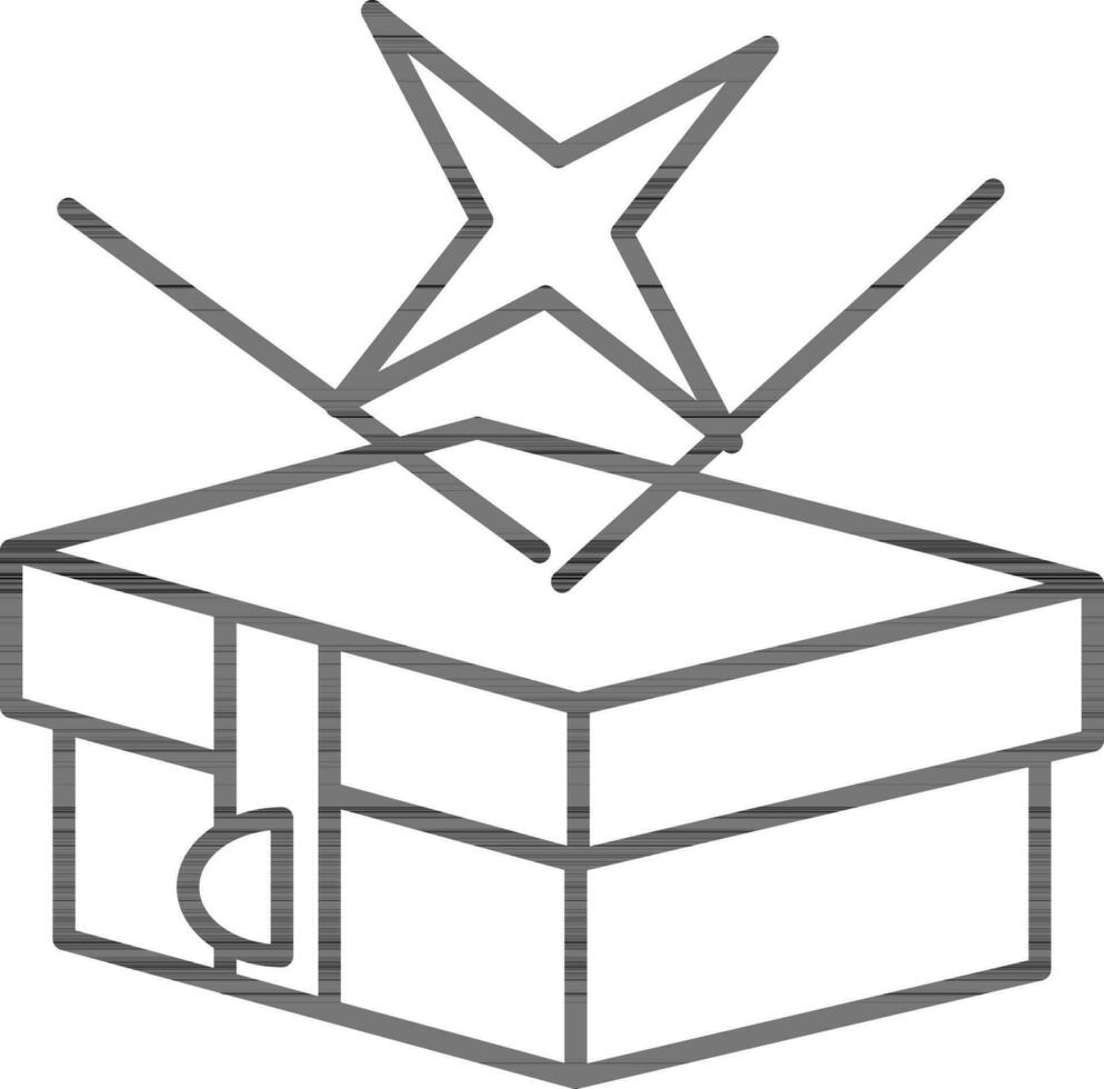 Line art illustration of Magic Treasure Chest icon. vector