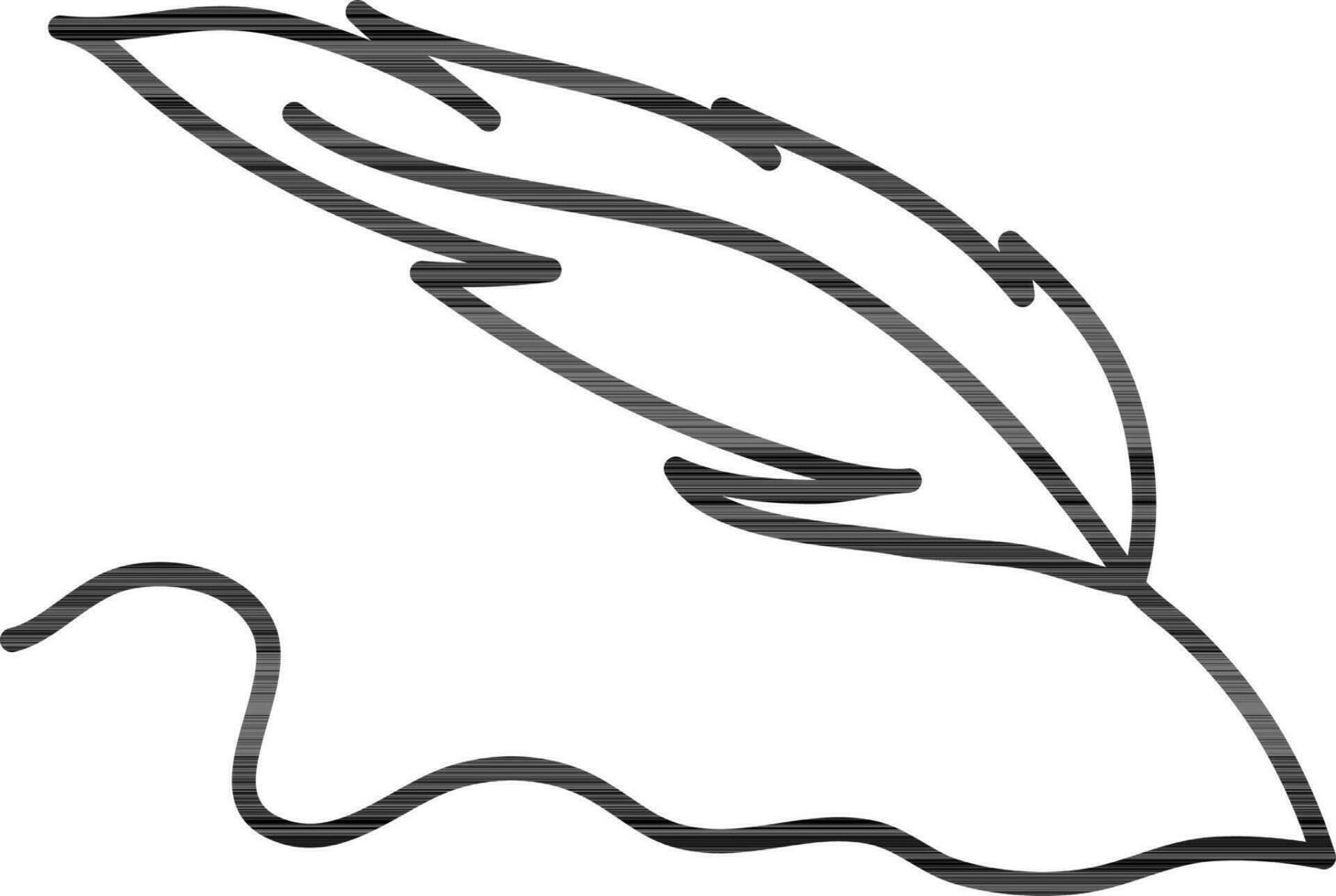 Line Draw with Feather Pen icon in black outline. vector