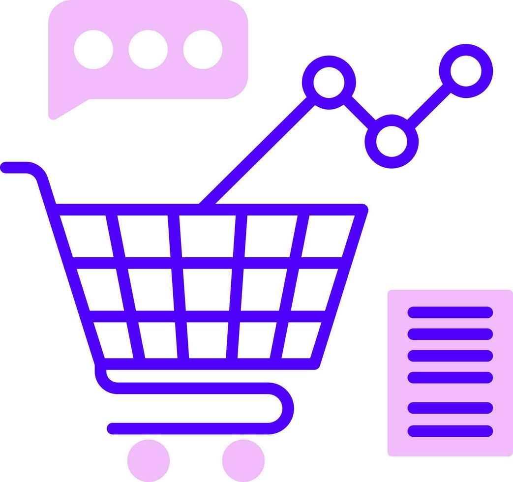 Flat style Shopping cart with message box and note list icon. vector