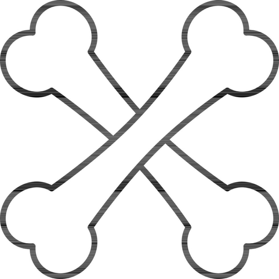 Thin line art Crossbones icon on white background. vector